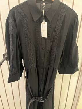 Fashion Space Black Embroidered Dress Size 3XL